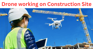 drone on construction site.
